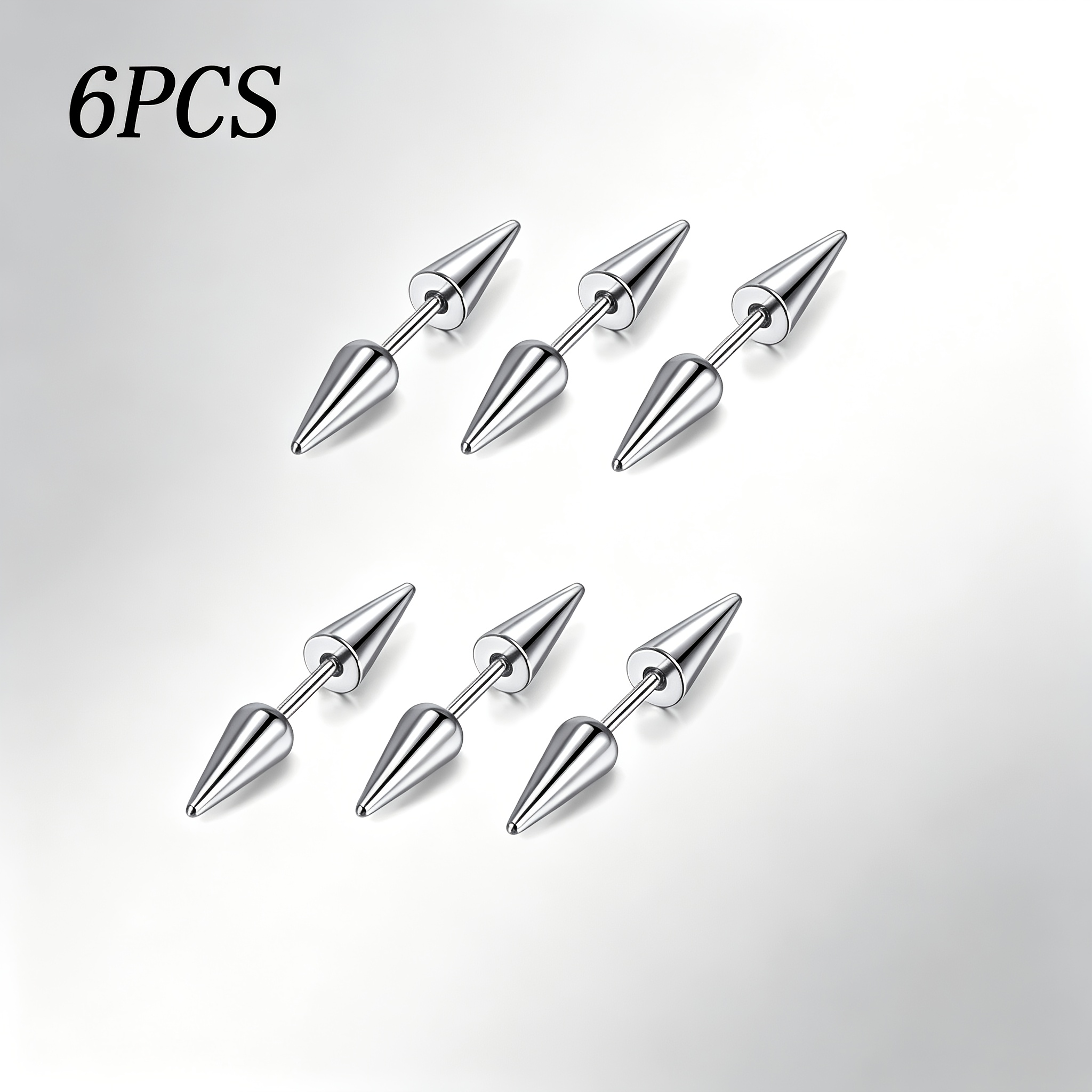 6pcs/set 316 Stainless Steel Minimalist Double-Pointed Taper Piercing Set